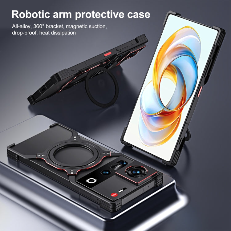 For ZTE nubia Z70 Ultra Mechanical Arm Borderless MagSafe Holder Metal Phone Case(Silver) - ZTE Cases by PMC TechLife | Online Shopping South Africa | PMC TechLife | Buy Now Pay Later Mobicred