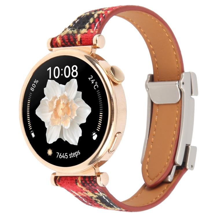 22mm Universal Slim Magnetic Buckle Napped Fabric Leather Watch Band(Red) - free shipping - PMc TechLife - Order now!