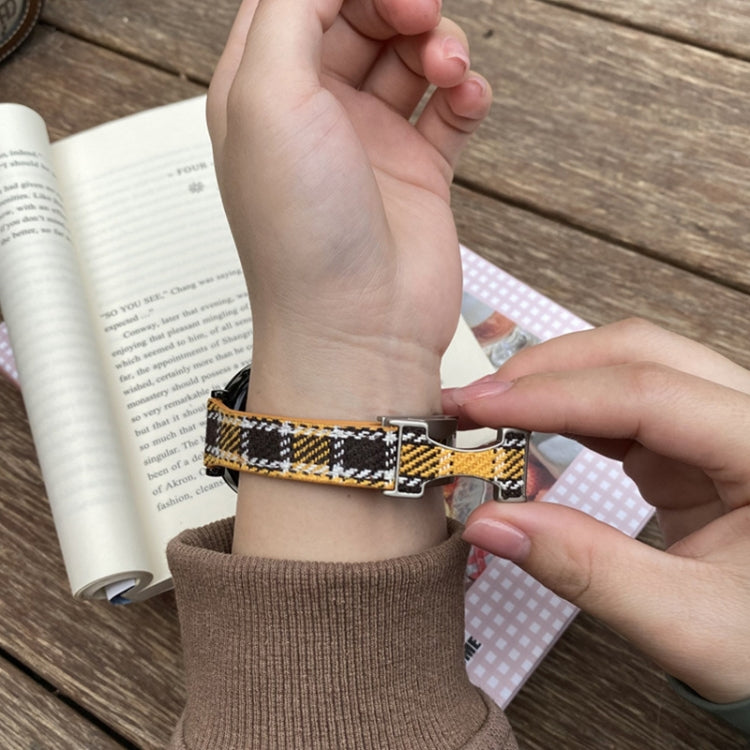 20mm Universal Slim Magnetic Buckle Napped Fabric Leather Watch Band(Yellow) - free shipping - PMc TechLife - Order now!