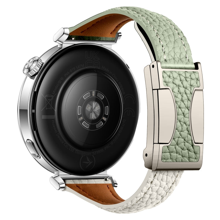 18mm Universal Slim Magnetic Buckle Genuine Leather Watch Band(Green Beige) - free shipping - PMc TechLife - Order now!