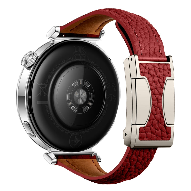 20mm Universal Slim Magnetic Buckle Genuine Leather Watch Band(Red) - free shipping - PMc TechLife - Order now!