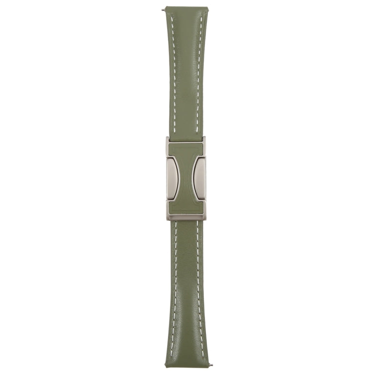 20mm Universal Slim Magnetic Buckle Genuine Leather Watch Band(Plain Weave Green) - free shipping - PMc TechLife - Order now!