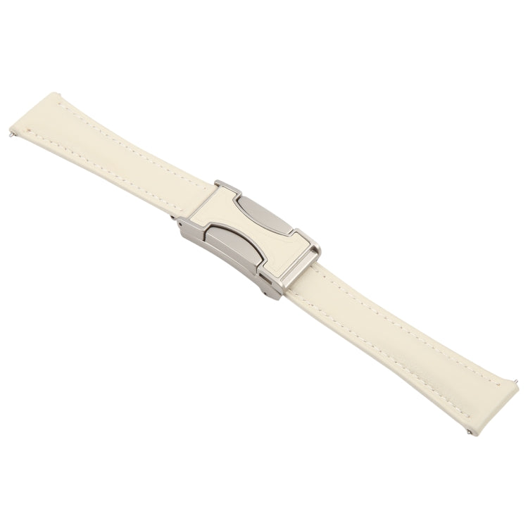 20mm Universal Slim Magnetic Buckle Genuine Leather Watch Band(Plain Weave Beige) - free shipping - PMc TechLife - Order now!