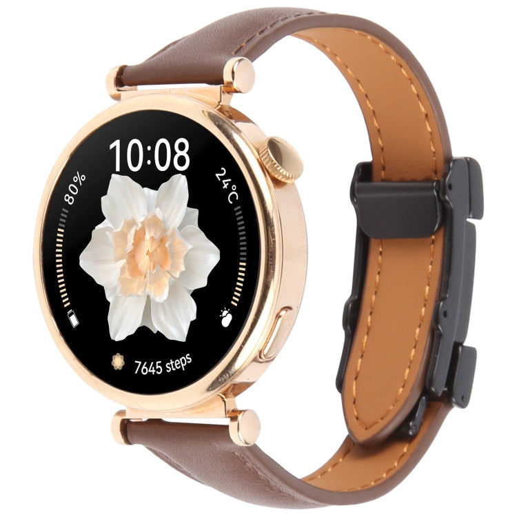 20mm Universal Slim Magnetic Buckle Genuine Leather Watch Band(Plain Weave Dark Coffee) - free shipping - PMc TechLife - Order now!