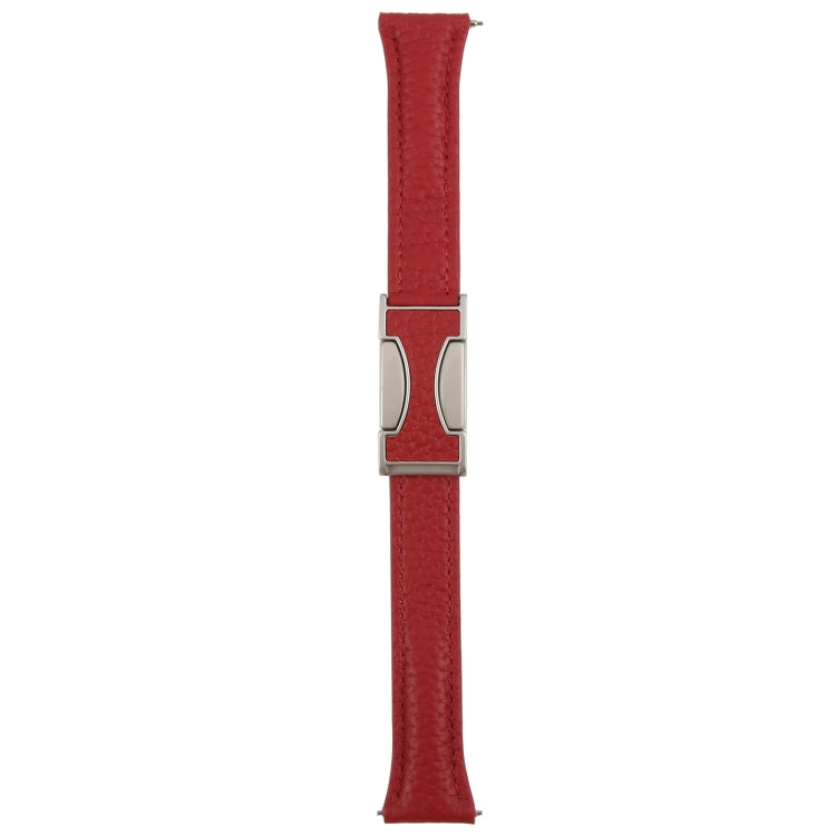22mm Universal Slim Magnetic Buckle Genuine Leather Watch Band(Red) - free shipping - PMc TechLife - Order now!