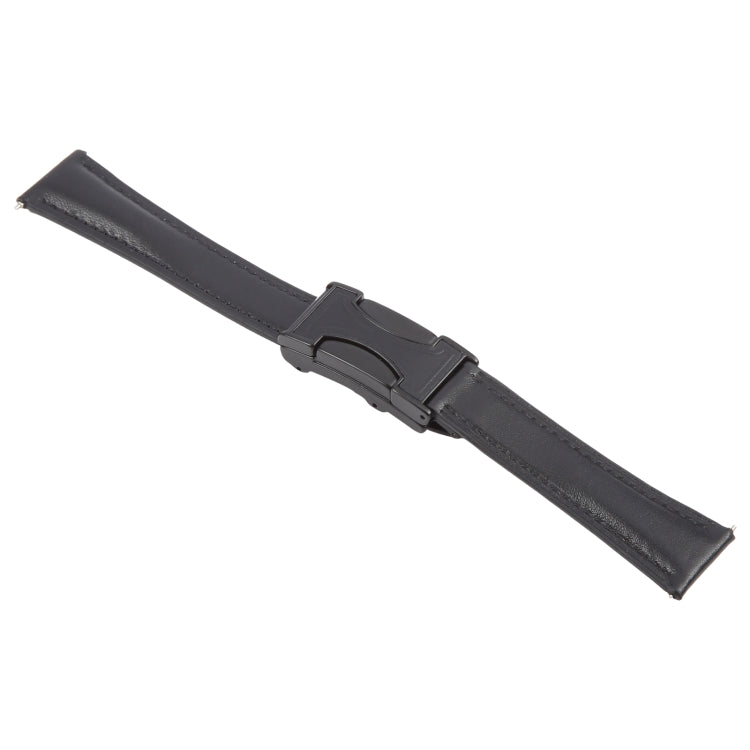 22mm Universal Slim Magnetic Buckle Genuine Leather Watch Band(Plain Weave Black) - free shipping - PMc TechLife - Order now!