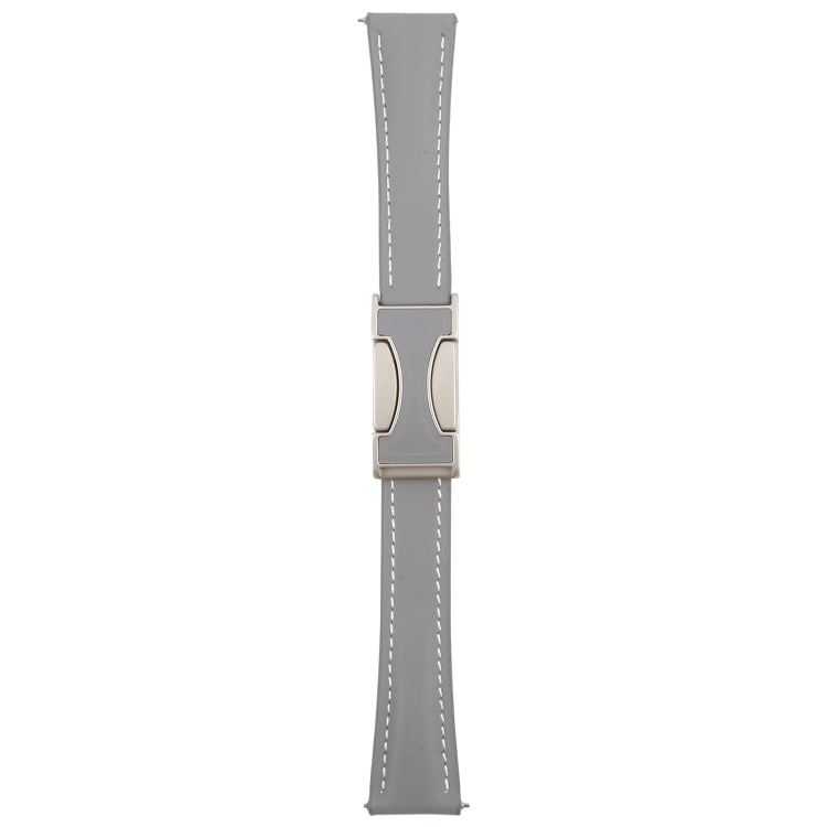 22mm Universal Slim Magnetic Buckle Genuine Leather Watch Band(Plain Weave Grey) - free shipping - PMc TechLife - Order now!
