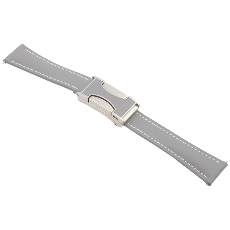 22mm Universal Slim Magnetic Buckle Genuine Leather Watch Band(Plain Weave Grey) - free shipping - PMc TechLife - Order now!