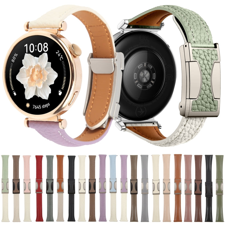20mm Universal Slim Magnetic Buckle Genuine Leather Watch Band(Plain Weave Dark Coffee) - free shipping - PMc TechLife - Order now!