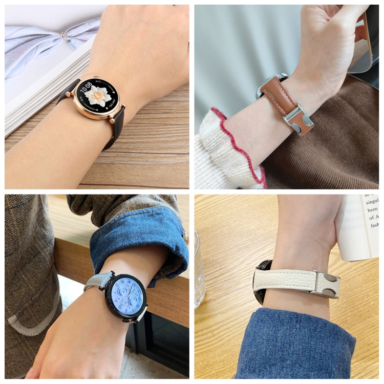 22mm Universal Slim Magnetic Buckle Genuine Leather Watch Band(Plain Weave Dark Coffee) - free shipping - PMc TechLife - Order now!