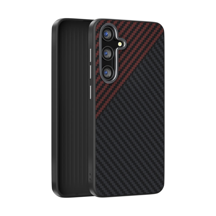 For Samsung Galaxy S25 5G / S24 5G ABEEL C Carbon Fiber Series 6D Micro Relief MagSafe Phone Case(Black Red) - Galaxy S25 5G Cases by PMC TechLife | Online Shopping South Africa | PMC TechLife | Buy Now Pay Later Mobicred
