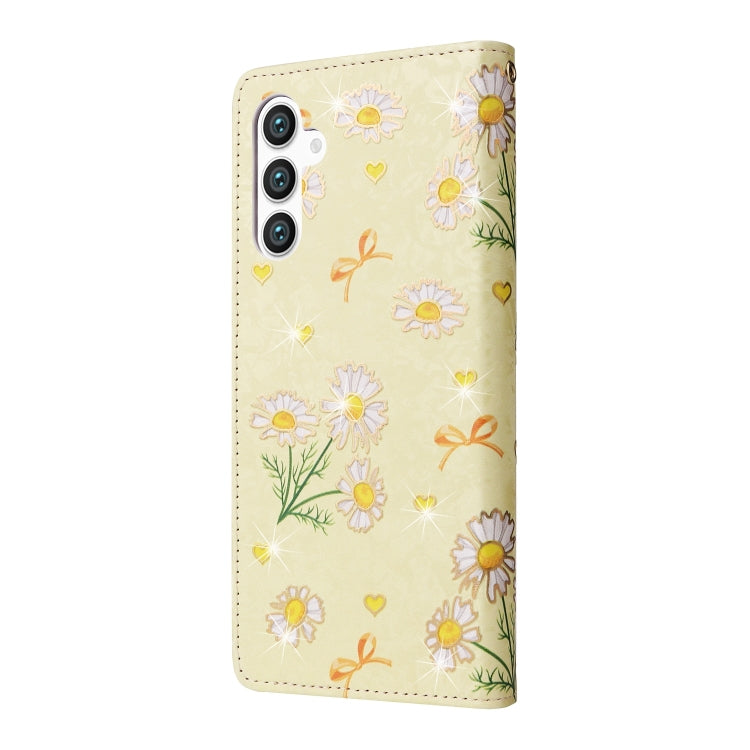 For Samsung Galaxy S25 5G Bronzing Painting RFID Leather Phone Case(Yellow Daisy) - Galaxy S25 5G Cases by PMC Jewellery | Online Shopping South Africa | PMC Jewellery | Buy Now Pay Later Mobicred