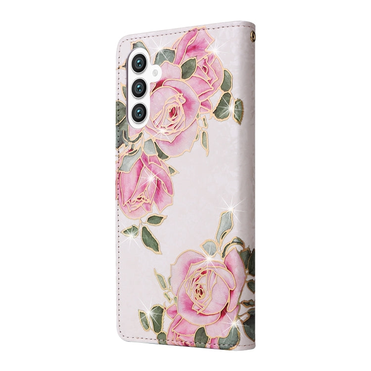 For Samsung Galaxy S25+ 5G Bronzing Painting RFID Leather Phone Case(Rose Flower) - Galaxy S25+ 5G Cases by PMC Jewellery | Online Shopping South Africa | PMC Jewellery | Buy Now Pay Later Mobicred