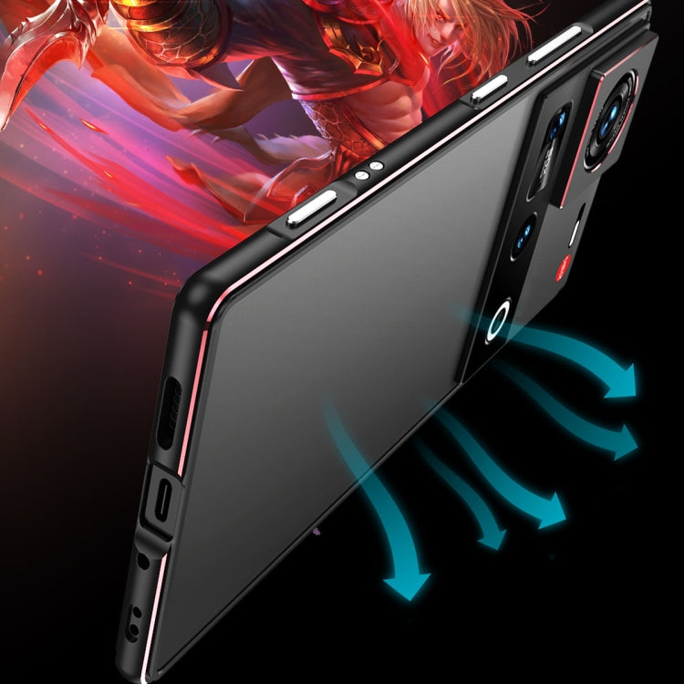 For ZTE nubia Z70 Ultra Aurora Series Lens Protector + Metal Frame Phone Case(Black Blue) - ZTE Cases by PMC TechLife | Online Shopping South Africa | PMC TechLife | Buy Now Pay Later Mobicred