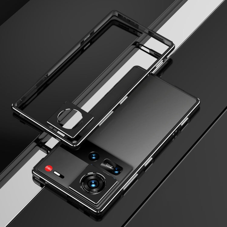 For ZTE nubia Z70 Ultra Aurora Series Lens Protector + Metal Frame Phone Case(Black Silver) - free shipping - PMC TechLife - Order now!