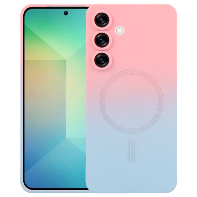 For Samsung Galaxy S25 5G Liquid TPU Silicone Gradient MagSafe Phone Case(Pink Blue) - Galaxy S25 5G Cases by PMC TechLife | Online Shopping South Africa | PMC TechLife | Buy Now Pay Later Mobicred