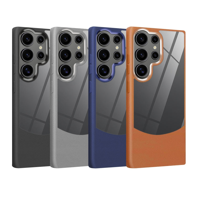 For Samsung Galaxy S25 Ultra 5G Litchi Texture TPU Hybrid Acrylic Phone Case(Blue) - Galaxy S25 Ultra 5G Cases by PMC TechLife | Online Shopping South Africa | PMC TechLife | Buy Now Pay Later Mobicred