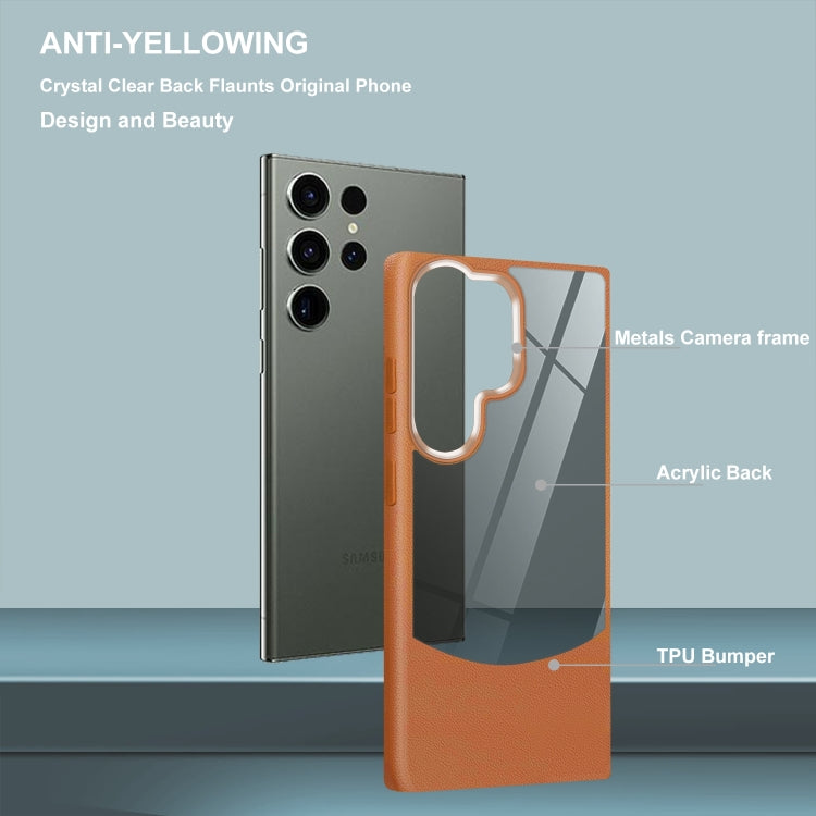 For Samsung Galaxy S25+ 5G Litchi Texture TPU Hybrid Acrylic Phone Case(Grey) - Galaxy S25+ 5G Cases by PMC Jewellery | Online Shopping South Africa | PMC Jewellery | Buy Now Pay Later Mobicred