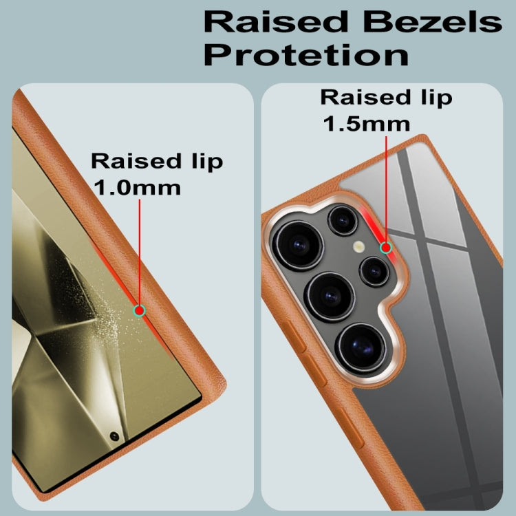 For Samsung Galaxy S25 Ultra 5G Litchi Texture TPU Hybrid Acrylic Phone Case(Black) - Galaxy S25 Ultra 5G Cases by PMC TechLife | Online Shopping South Africa | PMC TechLife | Buy Now Pay Later Mobicred