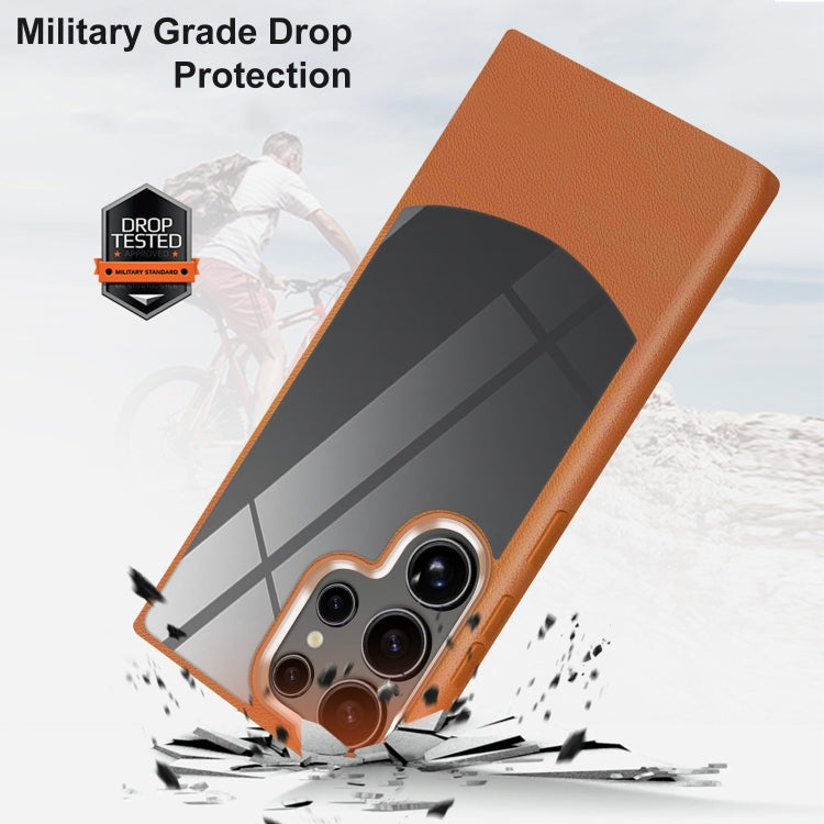 For Samsung Galaxy S25 5G Litchi Texture TPU Hybrid Acrylic Phone Case(Grey) - Galaxy S25 5G Cases by PMC Jewellery | Online Shopping South Africa | PMC Jewellery | Buy Now Pay Later Mobicred
