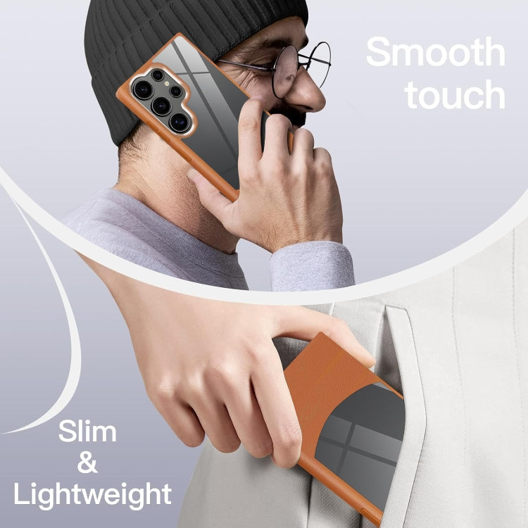For Samsung Galaxy S25 5G Litchi Texture TPU Hybrid Acrylic Phone Case(Grey) - Galaxy S25 5G Cases by PMC Jewellery | Online Shopping South Africa | PMC Jewellery | Buy Now Pay Later Mobicred