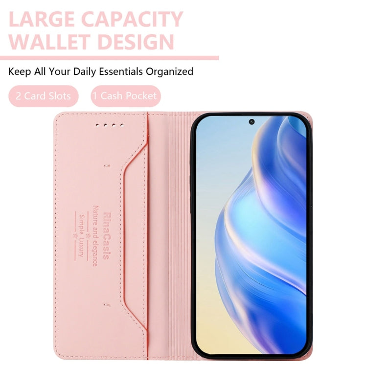 For Huawei Pura 70 RC01 Dual-Folded Magnetic Suction RFID Leather Phone Case(Pink) - Huawei Cases by PMC Jewellery | Online Shopping South Africa | PMC Jewellery | Buy Now Pay Later Mobicred