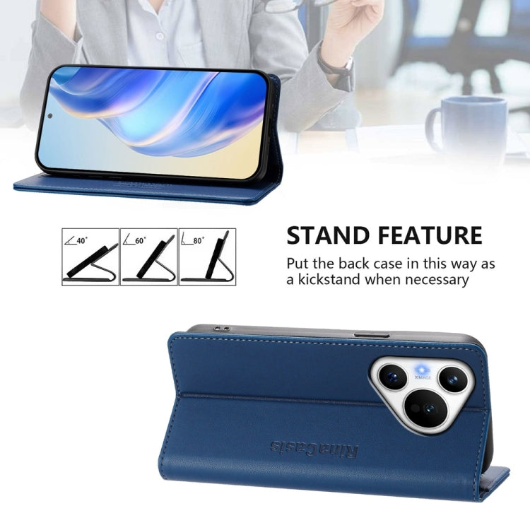 For Huawei Pura 70 RC01 Dual-Folded Magnetic Suction RFID Leather Phone Case(Dark Blue) - free shipping - PMC Jewellery - Order now!