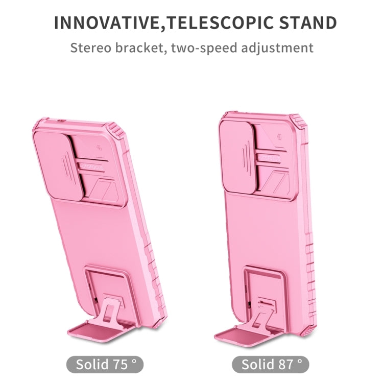 For Samsung Galaxy S25 5G Stereoscopic Holder Sliding Camshield Phone Case(Pink) - Galaxy S25 5G Cases by PMC Jewellery | Online Shopping South Africa | PMC Jewellery | Buy Now Pay Later Mobicred