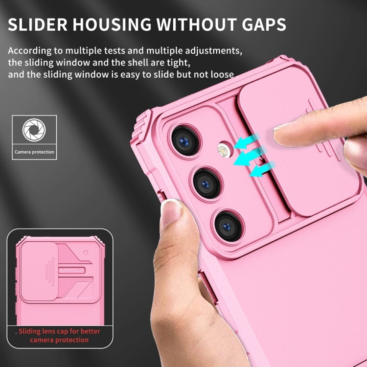 For Samsung Galaxy S25 5G Stereoscopic Holder Sliding Camshield Phone Case(Pink) - Galaxy S25 5G Cases by PMC Jewellery | Online Shopping South Africa | PMC Jewellery | Buy Now Pay Later Mobicred