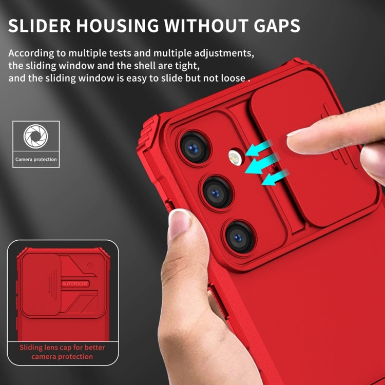For Samsung Galaxy S25+ 5G Stereoscopic Holder Sliding Camshield Phone Case(Red) - Galaxy S25+ 5G Cases by PMC Jewellery | Online Shopping South Africa | PMC Jewellery | Buy Now Pay Later Mobicred