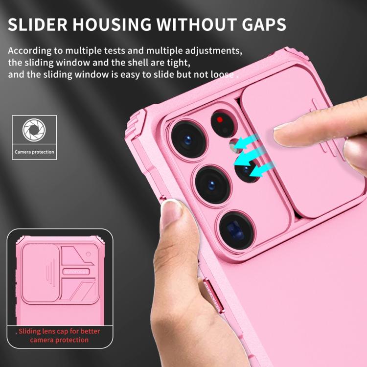 For Samsung Galaxy S25 Ultra 5G Stereoscopic Holder Sliding Camshield Phone Case(Pink) - Galaxy S25 Ultra 5G Cases by PMC Jewellery | Online Shopping South Africa | PMC Jewellery | Buy Now Pay Later Mobicred
