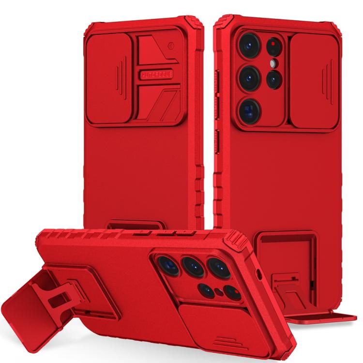 For Samsung Galaxy S25 Ultra 5G Stereoscopic Holder Sliding Camshield Phone Case(Red) - Galaxy S25 Ultra 5G Cases by PMC Jewellery | Online Shopping South Africa | PMC Jewellery | Buy Now Pay Later Mobicred