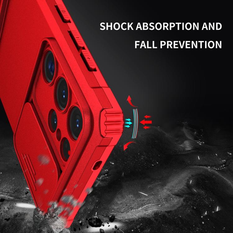 For Samsung Galaxy S25 Ultra 5G Stereoscopic Holder Sliding Camshield Phone Case(Red) - Galaxy S25 Ultra 5G Cases by PMC Jewellery | Online Shopping South Africa | PMC Jewellery | Buy Now Pay Later Mobicred