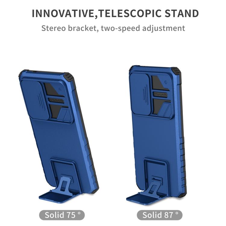 For Samsung Galaxy S25 Ultra 5G Stereoscopic Holder Sliding Camshield Phone Case(Blue) - free shipping - PMC Jewellery - Order now!