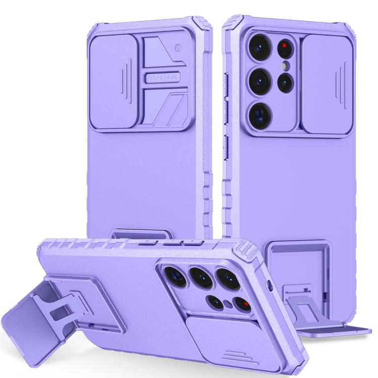 For Samsung Galaxy S25 Ultra 5G Stereoscopic Holder Sliding Camshield Phone Case(Purple) - Galaxy S25 Ultra 5G Cases by PMC Jewellery | Online Shopping South Africa | PMC Jewellery | Buy Now Pay Later Mobicred