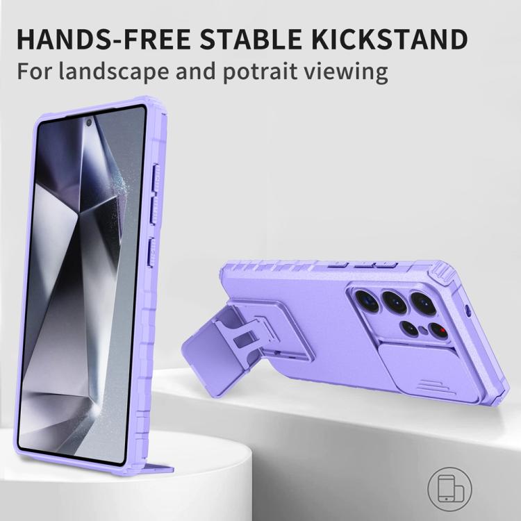 For Samsung Galaxy S25 Ultra 5G Stereoscopic Holder Sliding Camshield Phone Case(Purple) - Galaxy S25 Ultra 5G Cases by PMC Jewellery | Online Shopping South Africa | PMC Jewellery | Buy Now Pay Later Mobicred
