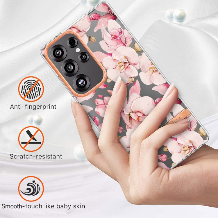 For Samsung Galaxy S25 Ultra 5G Flowers and Plants Series IMD TPU Phone Case(Pink Gardenia) - Galaxy S25 Ultra 5G Cases by PMC Jewellery | Online Shopping South Africa | PMC Jewellery | Buy Now Pay Later Mobicred