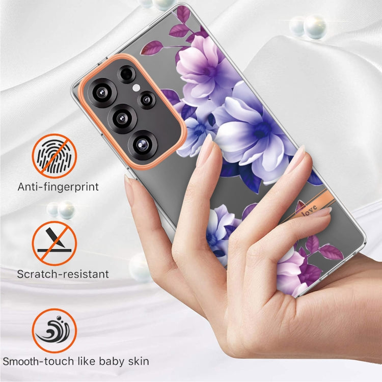 For Samsung Galaxy S25 Ultra 5G Flowers and Plants Series IMD TPU Phone Case(Purple Begonia) - Galaxy S25 Ultra 5G Cases by PMC Jewellery | Online Shopping South Africa | PMC Jewellery | Buy Now Pay Later Mobicred