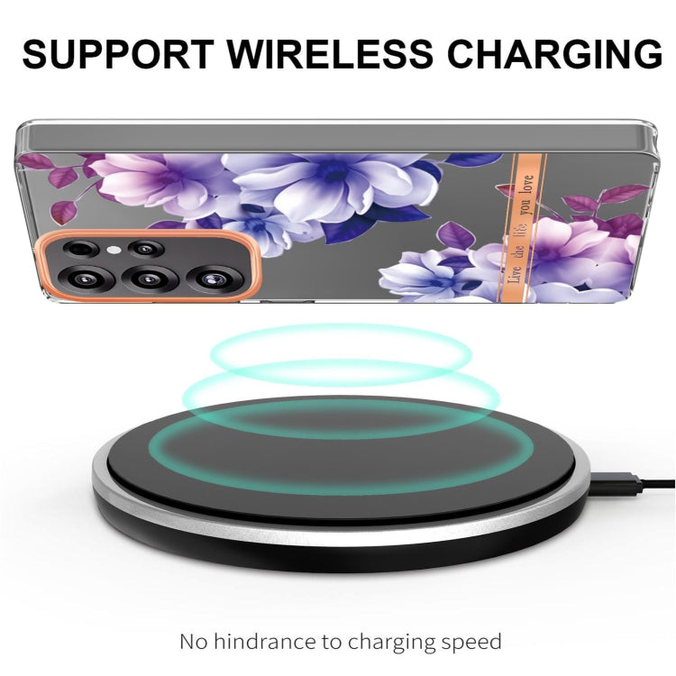 For Samsung Galaxy S25 Ultra 5G Flowers and Plants Series IMD TPU Phone Case(Purple Begonia) - Galaxy S25 Ultra 5G Cases by PMC Jewellery | Online Shopping South Africa | PMC Jewellery | Buy Now Pay Later Mobicred