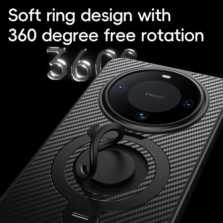 For Huawei Mate 60 Carbon Fiber MagSafe Phone Case with 360 Degree Rotating Holder(Black Silver) - Huawei Cases by PMC TechLife | Online Shopping South Africa | PMC TechLife | Buy Now Pay Later Mobicred