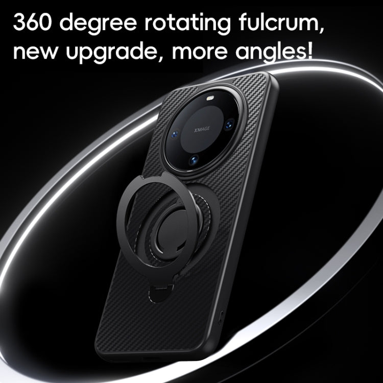For Huawei Mate 60 Carbon Fiber MagSafe Phone Case with 360 Degree Rotating Holder(Black Silver) - Huawei Cases by PMC TechLife | Online Shopping South Africa | PMC TechLife | Buy Now Pay Later Mobicred