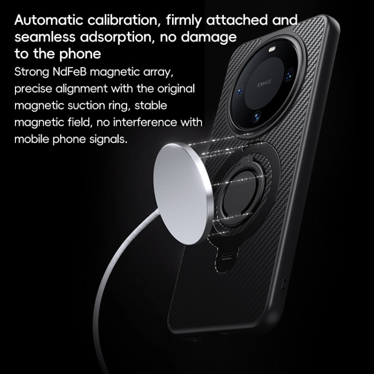 For Huawei Mate 60 Pro / 60 Pro+ Carbon Fiber MagSafe Phone Case with 360 Degree Rotating Holder(Black) - Huawei Cases by PMC TechLife | Online Shopping South Africa | PMC TechLife | Buy Now Pay Later Mobicred