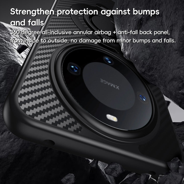 For Huawei Mate 60 Pro / 60 Pro+ Carbon Fiber MagSafe Phone Case with 360 Degree Rotating Holder(Black Silver) - Huawei Cases by PMC TechLife | Online Shopping South Africa | PMC TechLife | Buy Now Pay Later Mobicred