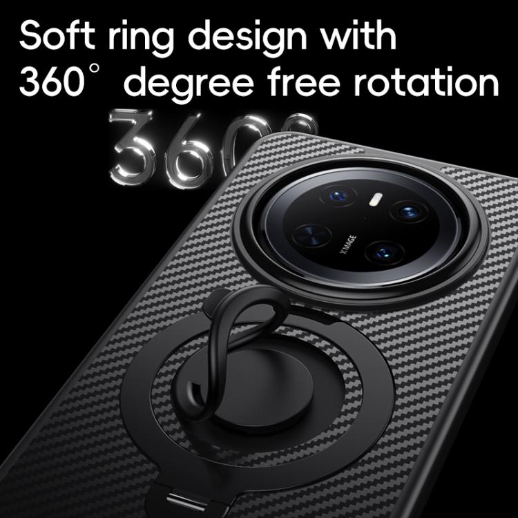 For Huawei Mate 70 Carbon Fiber MagSafe Phone Case with 360 Degree Rotating Holder(Black) - Huawei Cases by PMC TechLife | Online Shopping South Africa | PMC TechLife | Buy Now Pay Later Mobicred