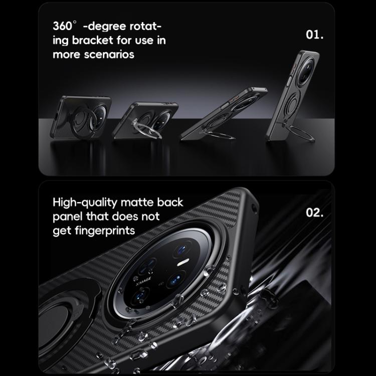 For Huawei Mate 70 Carbon Fiber MagSafe Phone Case with 360 Degree Rotating Holder(Black) - Huawei Cases by PMC TechLife | Online Shopping South Africa | PMC TechLife | Buy Now Pay Later Mobicred