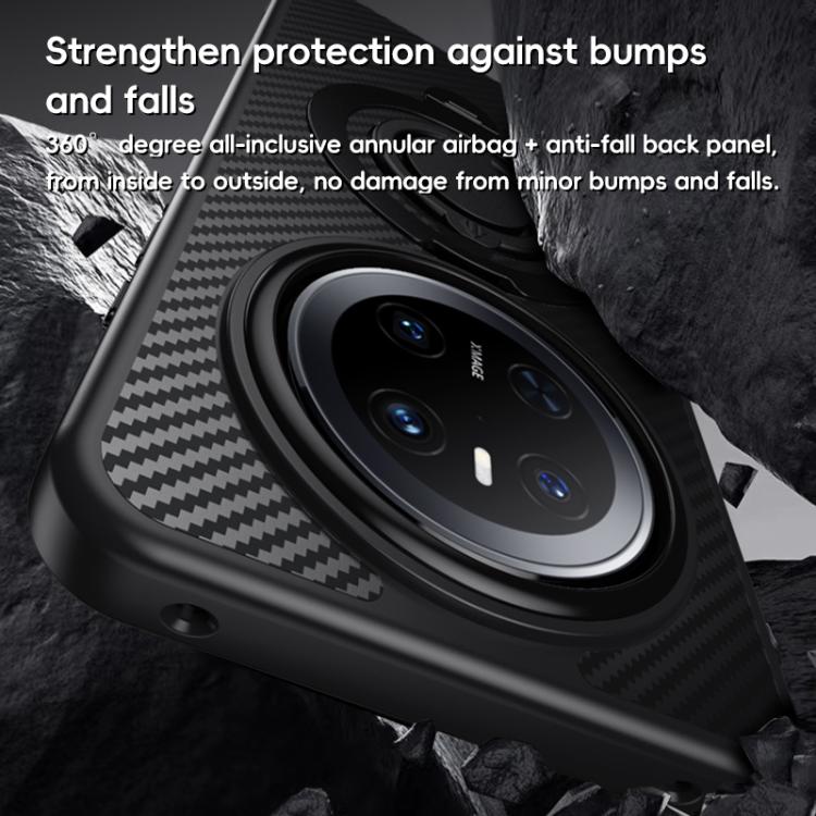 For Huawei Mate 70 Carbon Fiber MagSafe Phone Case with 360 Degree Rotating Holder(Black Silver) - Huawei Cases by PMC TechLife | Online Shopping South Africa | PMC TechLife | Buy Now Pay Later Mobicred