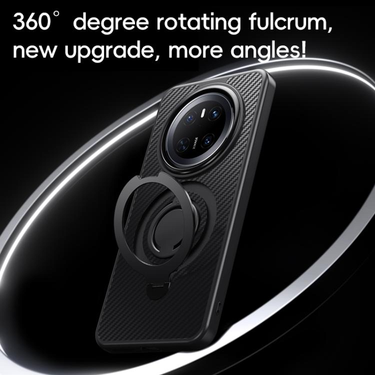For Huawei Mate 70 Pro / 70 Pro+ Carbon Fiber MagSafe Phone Case with 360 Degree Rotating Holder(Black) - Huawei Cases by PMC TechLife | Online Shopping South Africa | PMC TechLife | Buy Now Pay Later Mobicred