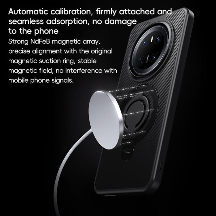 For Huawei Mate 70 Pro / 70 Pro+ Carbon Fiber MagSafe Phone Case with 360 Degree Rotating Holder(Black) - Huawei Cases by PMC TechLife | Online Shopping South Africa | PMC TechLife | Buy Now Pay Later Mobicred