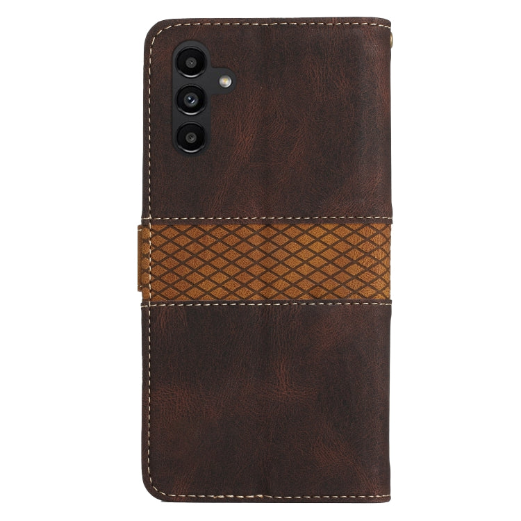 For Samsung Galaxy S25+ 5G Grid Stitching Leather Phone Case with Lanyard(Brown) - Galaxy S25+ 5G Cases by PMC Jewellery | Online Shopping South Africa | PMC Jewellery | Buy Now Pay Later Mobicred