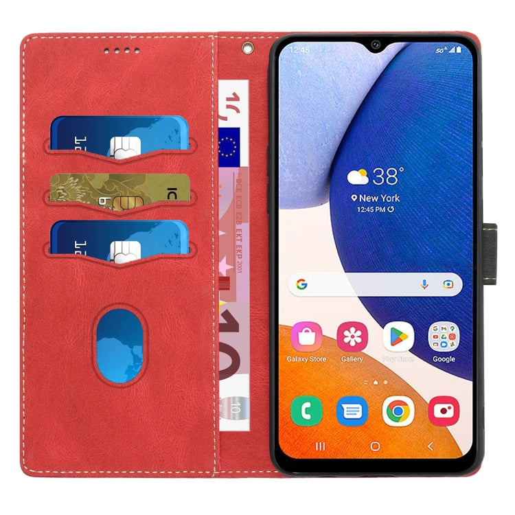For Samsung Galaxy S25+ 5G Grid Stitching Leather Phone Case with Lanyard(Red) - Galaxy S25+ 5G Cases by PMC Jewellery | Online Shopping South Africa | PMC Jewellery | Buy Now Pay Later Mobicred